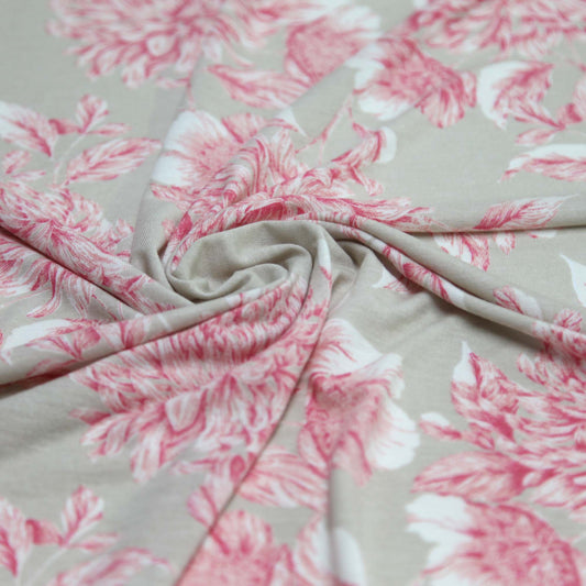Printed Viscose Knit - Pink Floral