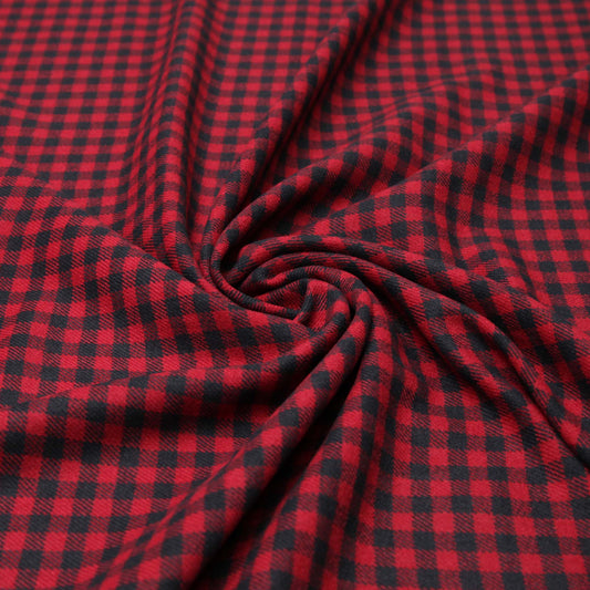 Wool Acrylic Check - Red & Black