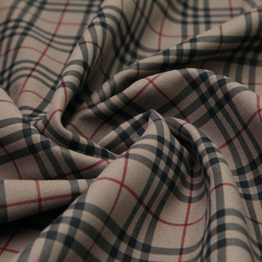 Polyester Check - Brown