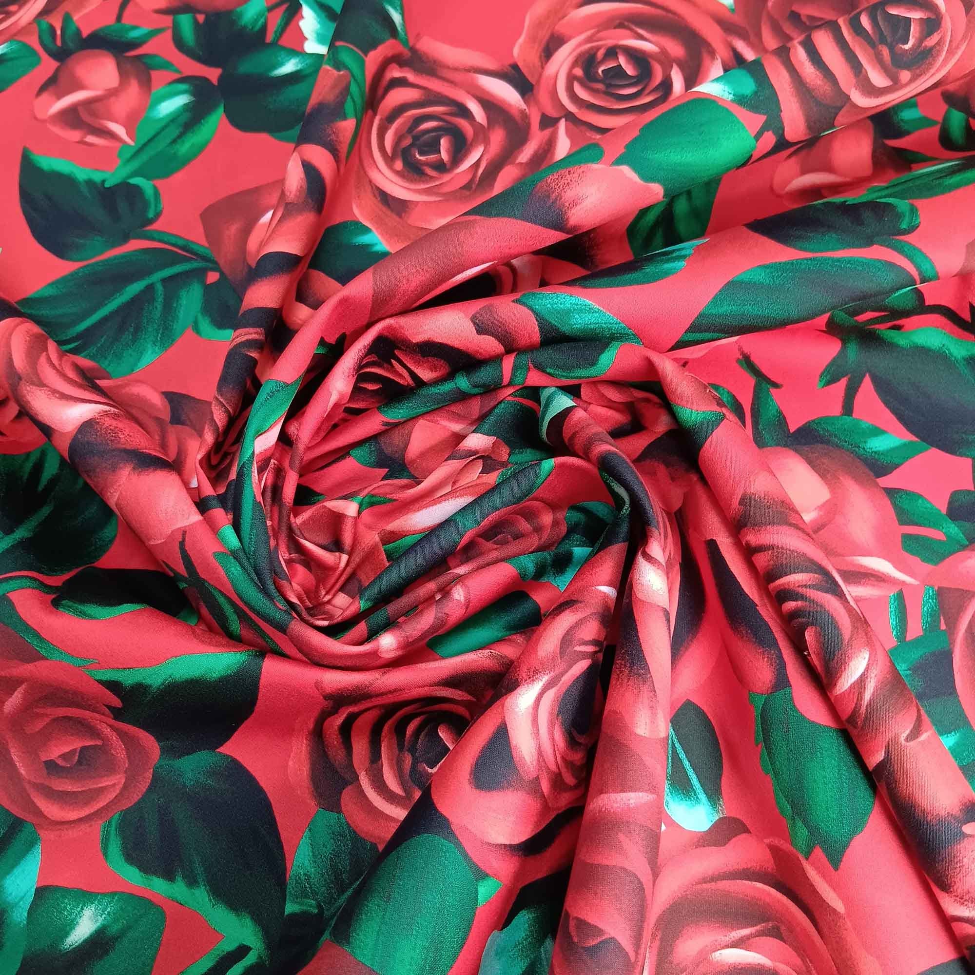 Cotton Sateen - Red Roses – Curtis Fabrics