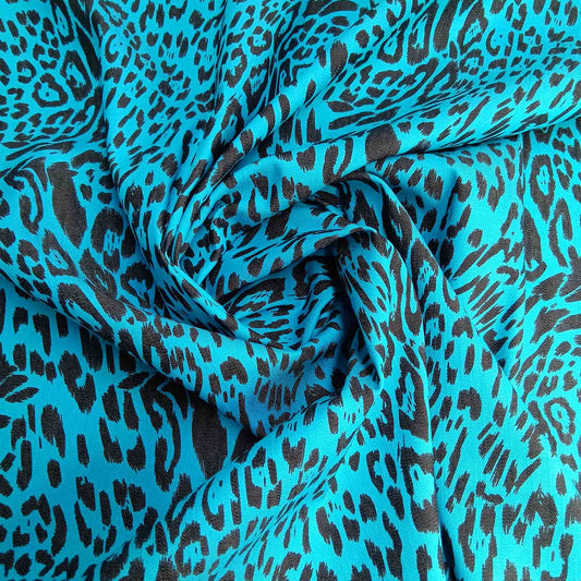 Printed Cotton Sateen - Blue Leopard