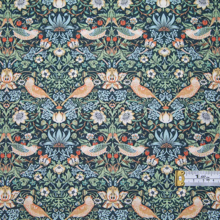 Morris & Co - Mini Strawberry Thief - Thameside - Marine – Curtis Fabrics