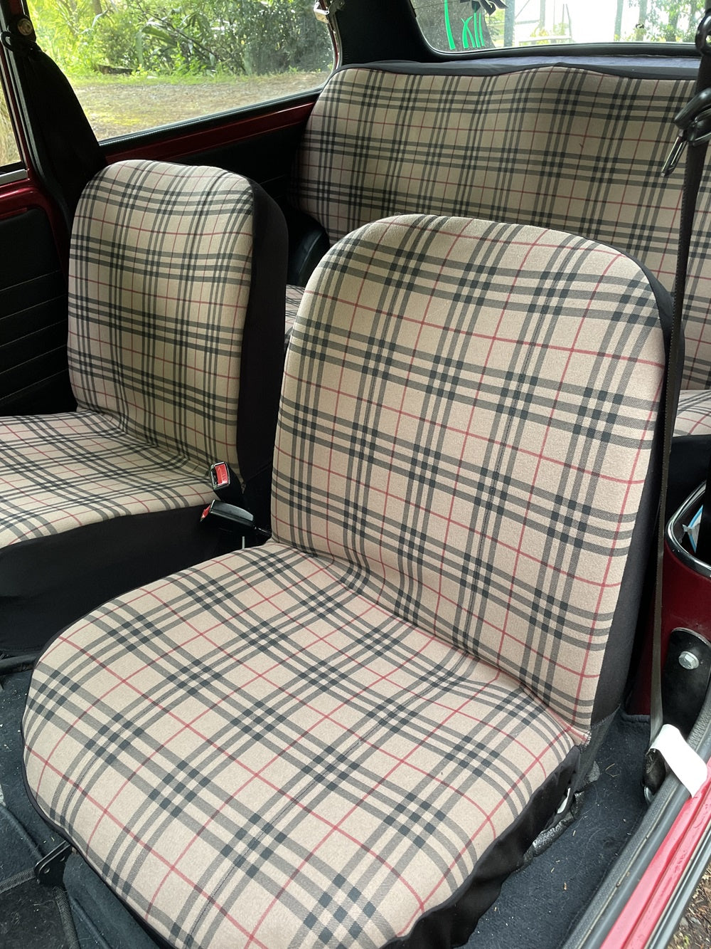 Beige Tartan Front & Back Seat Covers