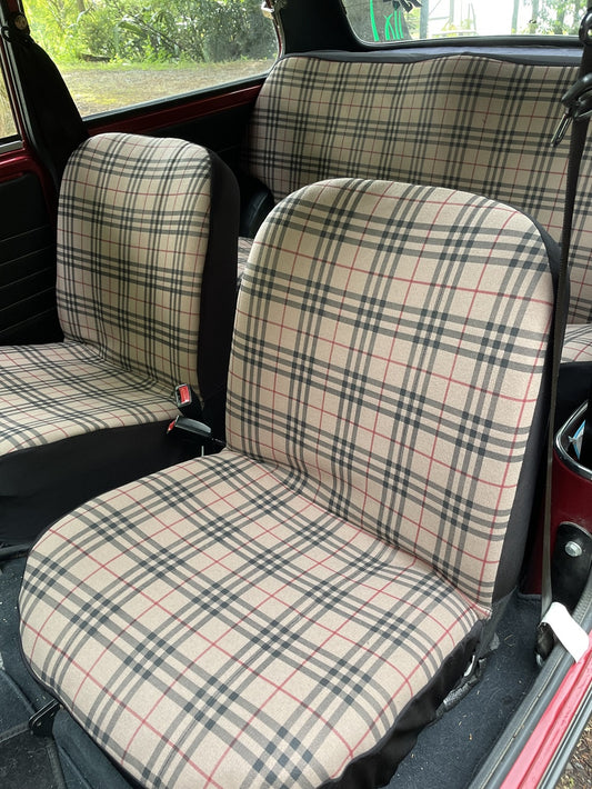 Beige Tartan - Classic Mini Front Seat Covers