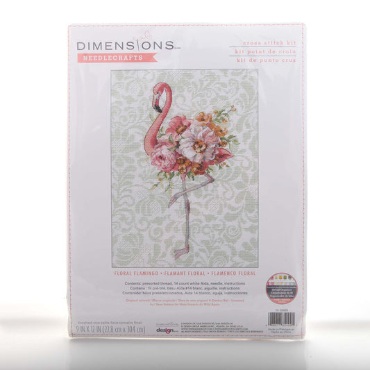 Floral Flamingo Cross Stitch Kit