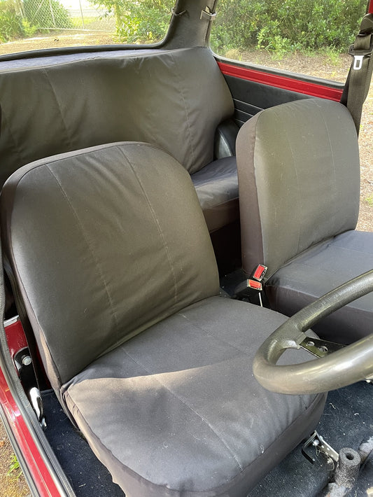 Plain Black Canvas Front & Back Seat Covers