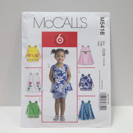 M5416 Toddler's Tops, Dresses and Shorts