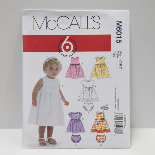 M6015 Infants Lined Dresses, Pants and Headband