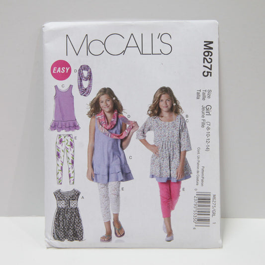 M6275 Girls Dresses, Scarf and Leggings