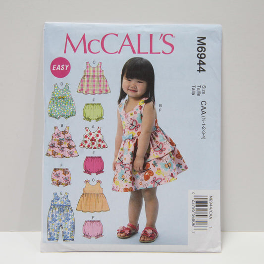 M6944 Toddlers Top, Dresses, Romper and Pants