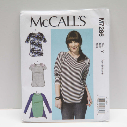 M7286 Misses Knit Raglan Sleeve Tops