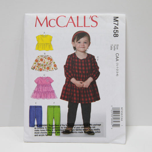 M7458 Toddlers Tops, Dresses and Leggings