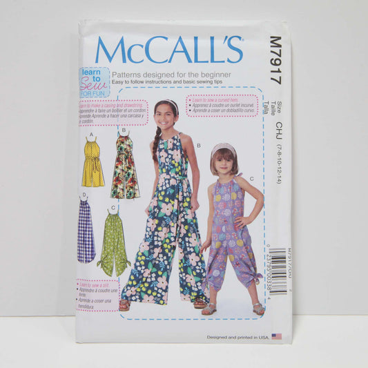 M7917 Children's Romper, Jumpsuit and Belt