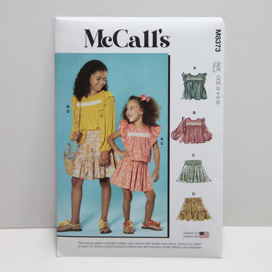 M8373 Children's and Girls Top and Skirts