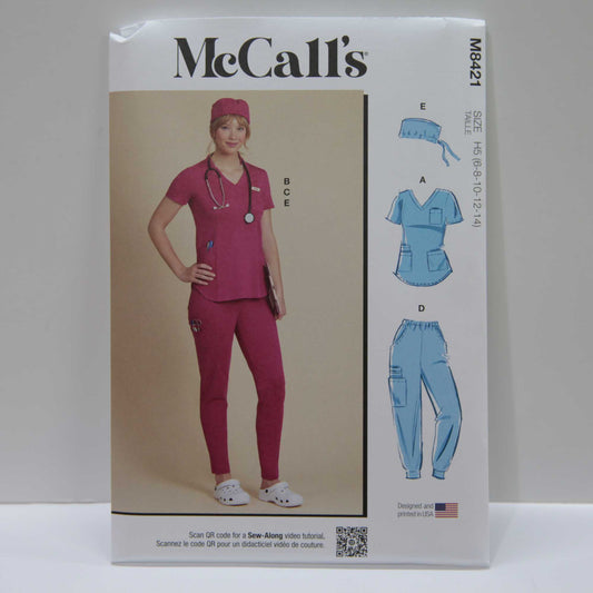M8421 Misses Knit Scrub Tops, Pants, and Hat
