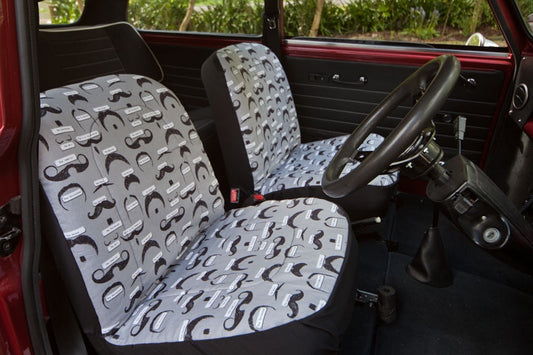 ON SALE - Mustache - Classic Mini Front Seat Covers