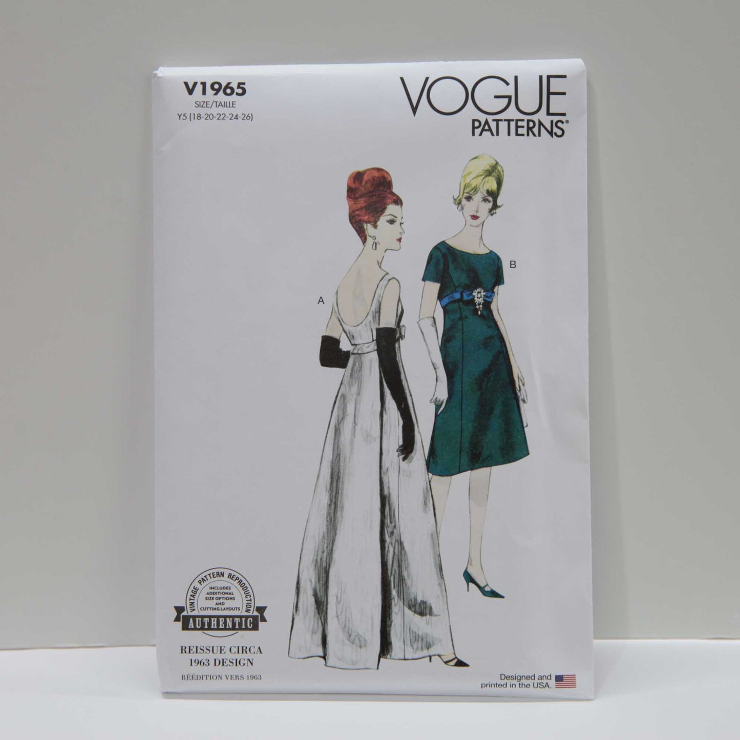 V1965 Vintage Vogue - Misses One Piece Evening Dress