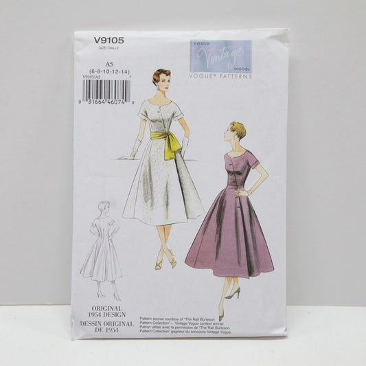 V9105 Vintage Vogue - Misses Dress and Sash
